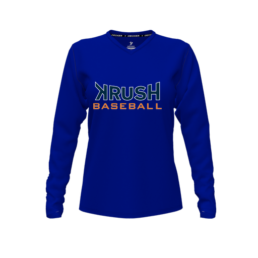 [CUS-DFW-TEES-CMF-VNK-LSL-RYL-FYXS-LOGO2] Comfort T-Shirt (Female Youth XS, Royal, V Neck, Logo 2, Long Sleeve)