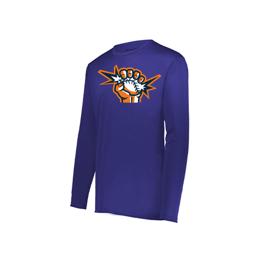 [222823.747.S-LOGO3] Youth LS Smooth Sport Shirt (Youth S, Purple, Logo 3)