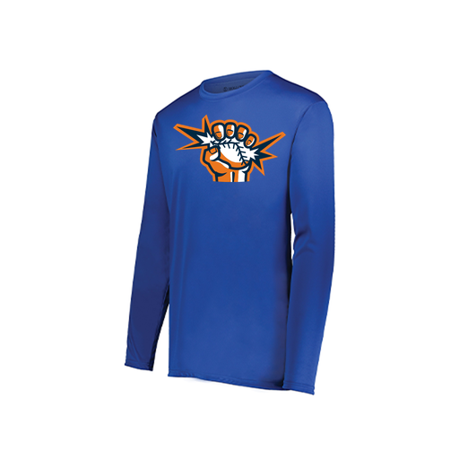 [222823.060.S-LOGO3] Youth LS Smooth Sport Shirt (Youth S, Royal, Logo 3)