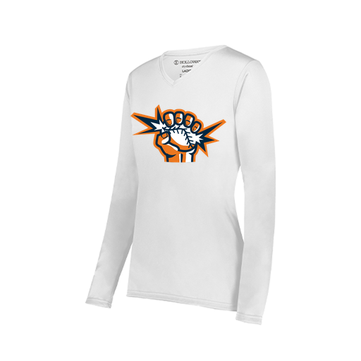[222824.005.S-LOGO3] Ladies LS Smooth Sport Shirt (Female Adult S, White, Logo 3)